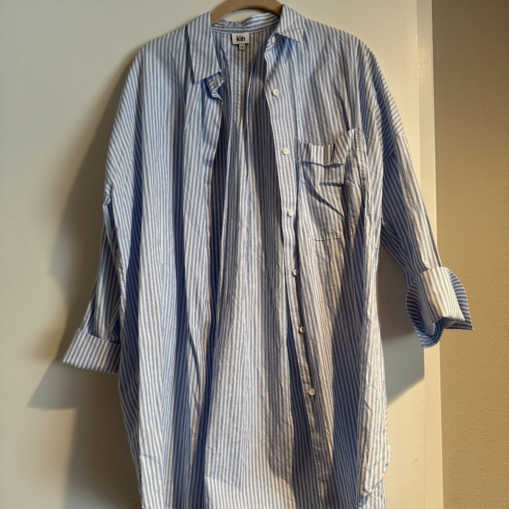 Kin Stripe Cotton Poplin Stripe Shirt